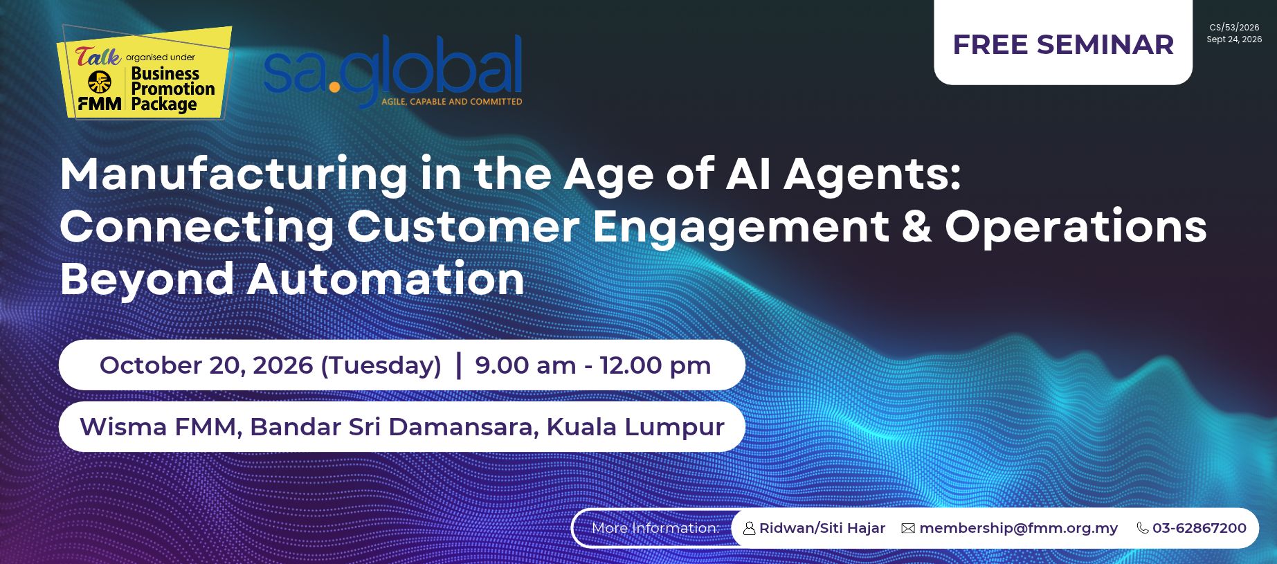 Manufacturing in the Age of AI Agents: Connecting Customer Engagement & Operations Beyond Automation (20 Oct)