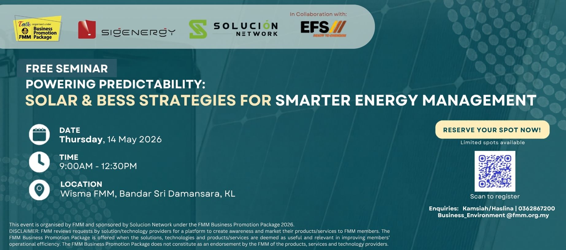 FMM Solar and BESS Strategic Seminar (14 May 2026)