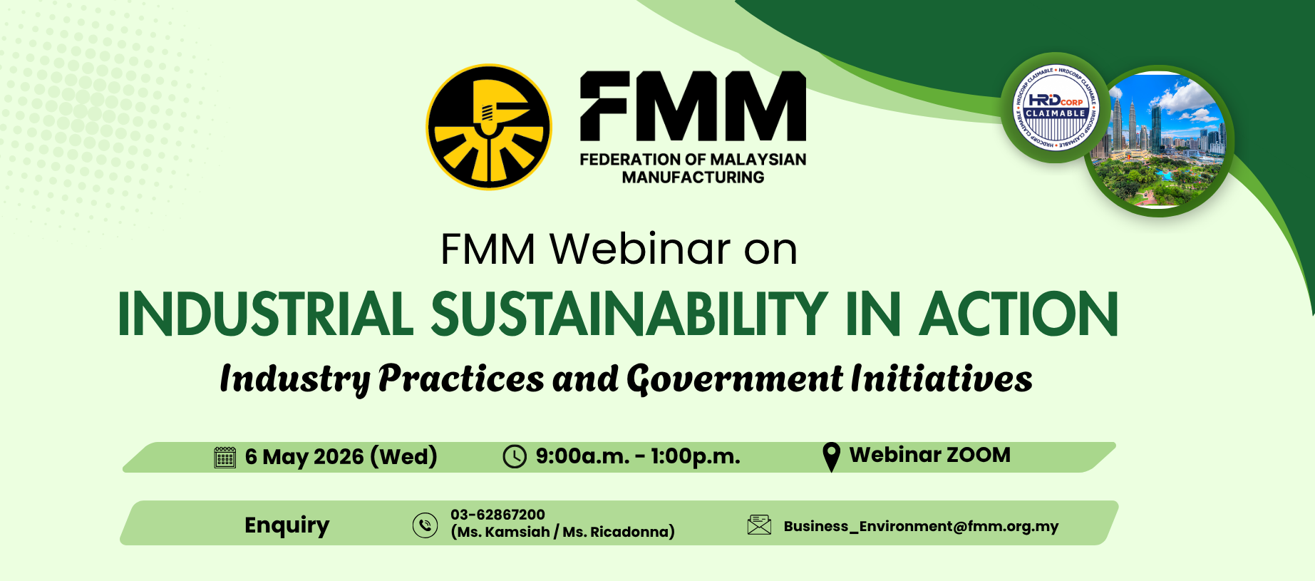 Webinar on Industrial Sustainability in Action: Industry Practices & Government Initiatives (6 May 2026)