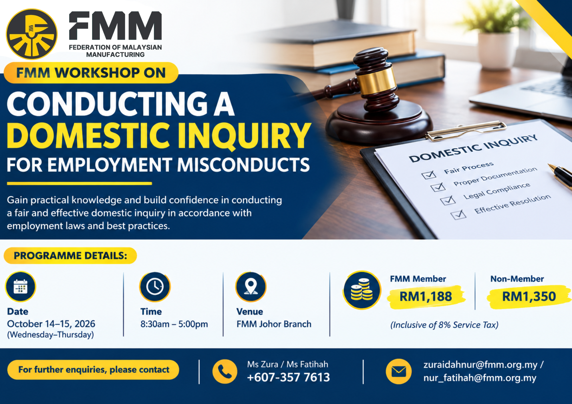 FMM WORKSHOP ON CONDUCTING A DOMESTIC INQUIRY FOR EMPLOYMENT MISCONDUCTS